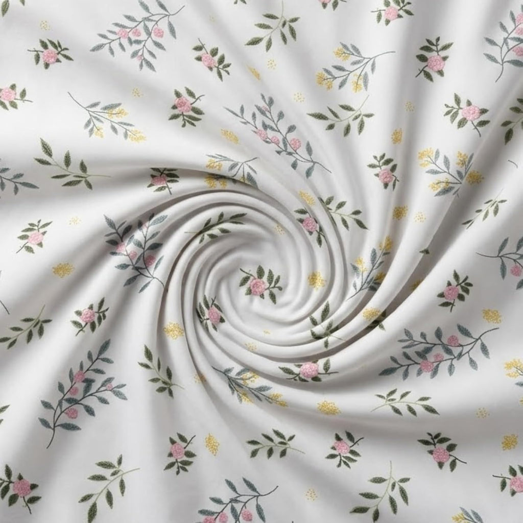KNOT & TALES Double Bedsheet Set (90 x 100 Inches) with 2 Pillow Covers (20 x 30 Inches) | Garden Harmony Pattern | Snow Blossom Floral Printed Bedsheet | Soft Breathable Fabric