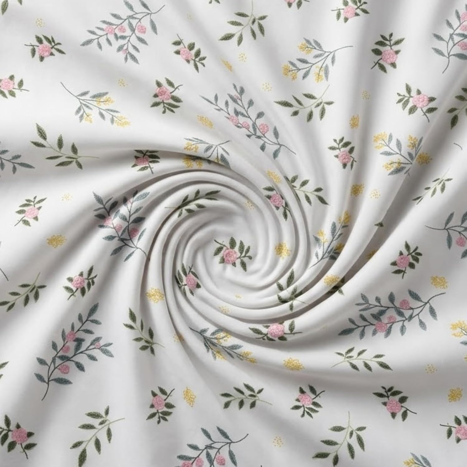 KNOT & TALES Double Bedsheet Set (90 x 100 Inches) with 2 Pillow Covers (20 x 30 Inches) | Garden Harmony Pattern | Snow Blossom Floral Printed Bedsheet | Soft Breathable Fabric