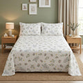 KNOT & TALES Double Bedsheet Set (90 x 100 Inches) with 2 Pillow Covers (20 x 30 Inches) | Garden Harmony Pattern | Snow Blossom Floral Printed Bedsheet | Soft Breathable Fabric