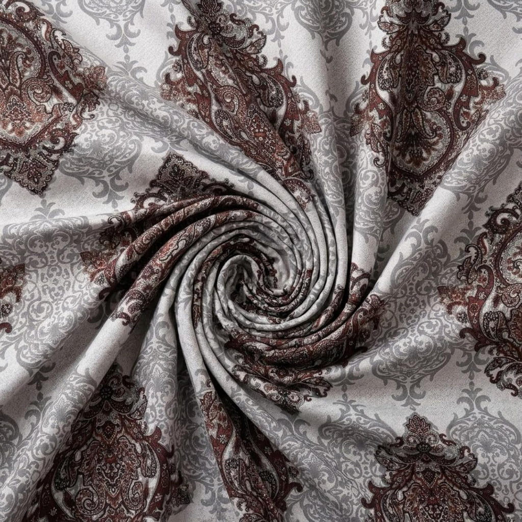 Knot & Tales 100% Pure Cotton Double Bedsheet (90x100 Inch) with 2 Pillow Covers (20x30 Inch) – Soft Breathable Printed Bed Sheet, Sandstone Damask Design